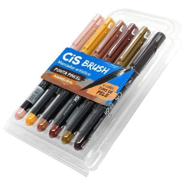 Imagem de Marcador CiS Brush Ponta Pincel Aquarelável - 6 Tons de Pele