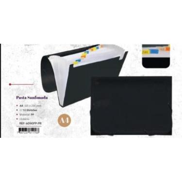 Imagem de Pasta Sanfonada 12 Divisórias A4 Preta Ref.6090pp-pr Dac