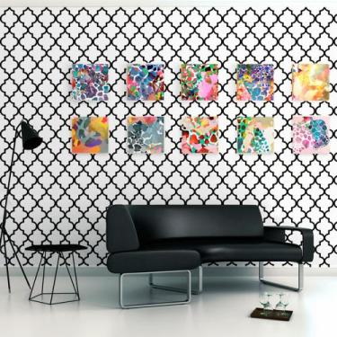 Imagem de Papel de Parede Autocolante Vinil Arabesco Mix Preto No Branco - Decor