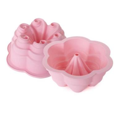 Imagem de Forma de silicone 22cm para bolos formato Flor espiral 1300ml Rosa - C