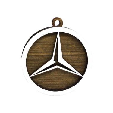 Imagem de Pacote 20 Chaveiros 3d Marca Mercedes Bens 4cm Mdf Madeira Decorada - 