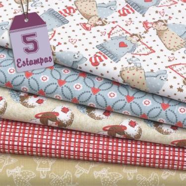 Imagem de Kit de Tecido Angels Vermelho (30x70) 5 Estampas - Fuxicos e Fricotes