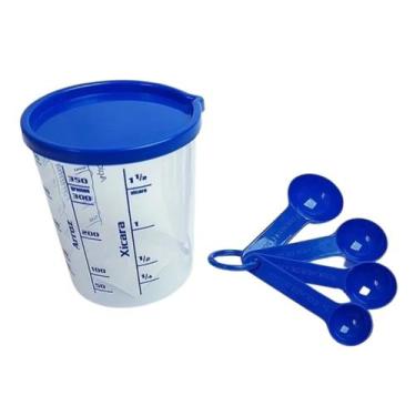 Imagem de Conjunto Copo Graduado 400 ML C/ Tampa + Colheres De Medidas - Generic