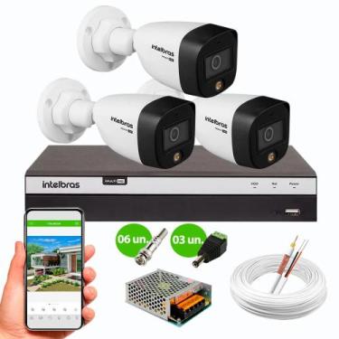 Imagem de Kit Intelbras 3 Cam Vhd 1220 Full Color Dvr Mhdx 3104 S/ Hd