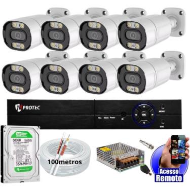 Imagem de kit 8 Câmeras De Segurança Colorida Dia Noite Full Color 1080p Dvr 8 C