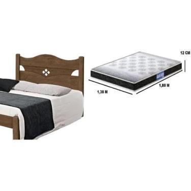 Imagem de Cama Casal Julia 100% Mdf e Estrado 100% Madeira Carmolar Mocaccino + 