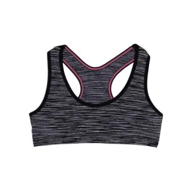 Imagem de Maidenform Sutiã esportivo sem costura nadador para meninas, Tinta espacial preto e branco, P