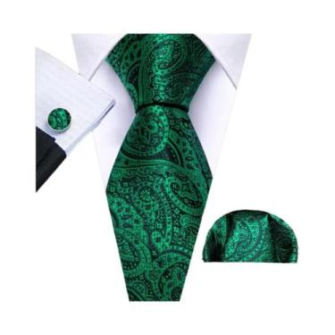 Imagem de Conjunto de Gravata e Abutões Masculinos - Verde Menta, Cerceta, Oliva