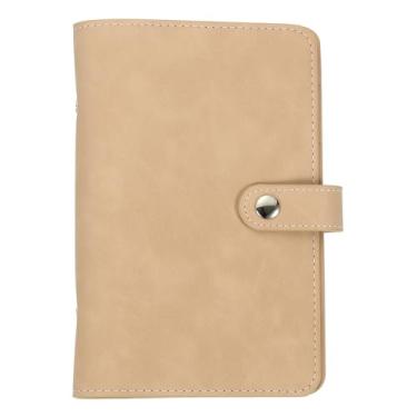 Imagem de PATIKIL A6 Capa de fichário de couro PU, 6 anéis, protetor de fichário de folhas soltas, capa de fichário de anel redondo, fichário recarregável para reuniões, photocard, pasta de caderno, caqui