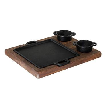 Imagem de Chapa de Ferro Com Molheira e Suporte de Madeira Santana