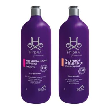 Imagem de Kit Shampoo Neutralizador de Odores e Condicionador Pro Brilho E Desembaraço 1l Hydra Groomers Pet Society