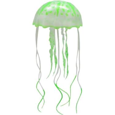 Imagem de Jowxsx Brinquedo de água-viva engraçado, acessórios para aquário subaquático, decorações flutuantes, desenhos animados, ornamentos de aquário, decoração de água-viva (verde)