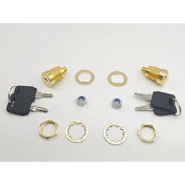 Imagem de Armstrong Fechaduras de substituição para cofres empilháveis (pacote com 2), acabamento de latão, travas de chave de substituição direta para armários de armas empilháveis e sentinelas, resistente ao