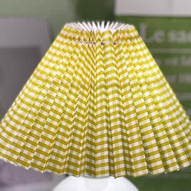 Imagem de Abajur E27 Estilo Nórdico Antideslumbrante Abajur Tecido Macio para Quarto e Escritório (abajur xadrez amarelo)