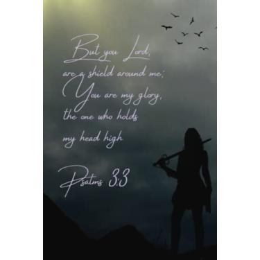 Imagem de Prayer Journal, Notebook with Scripture, Titled Psalms 3:3; Scenic Mt. View w/a Strong Female Warrior; "The Prayer Warrior": Soft Matte 6 x 9 Inch ... Top of Each Page, Great for Bible Study Notes
