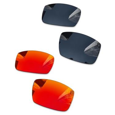 Imagem de Combine8 2 pares de lentes de reposição ploarizadas para óculos de sol Oakley Gascan OO9014 - preto + vermelho fogo