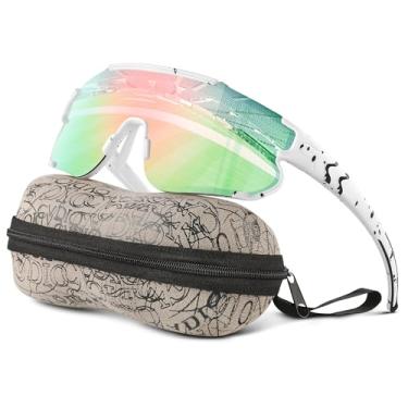 Imagem de Kegrimi Óculos de sol polarizados de beisebol infantil: óculos de sol esportivos para meninos e meninas de 6 a 12 anos, óculos de sol juvenis para ciclismo, corrida, Armação branca B3, lente rosa,