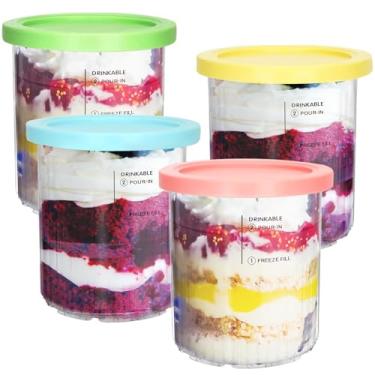 Imagem de RYSIMWU para canecas e tampas ninja creami deluxe, pacote com 4, nc500 nc501, caneca de sorvete adequada para sorveteira ninja delux, 24 onças. recipiente de comida para ninja creami deluxe