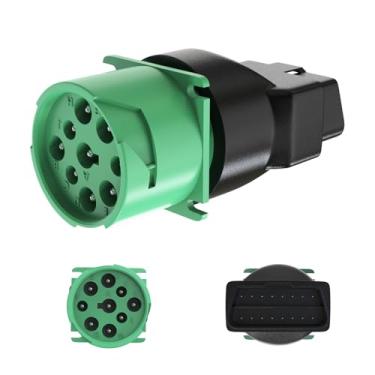Imagem de Tipo 2 16 pinos OBD2 macho para 9 pinos verde J1939 adaptador fêmea verde, adaptador de cabo de diagnóstico adequado para rastreador ELD de forro de carga e scanner/dispositivo de diagnóstico