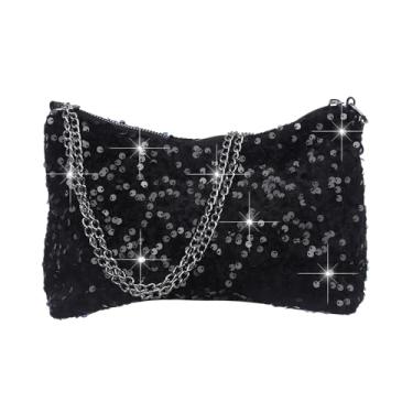 Imagem de Octwine Shinny Bolsa de Lantejoula Bolsa Balde Bolsa Bolsa de Ombro Rosa Bolsa de Festa de Formatura Bolsa Transversal para Mulheres, Preto