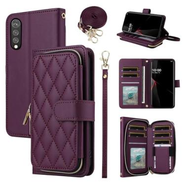 Imagem de Furiet Argyle Capa carteira para LG Velvet 5G/LGVelvet Verizon G5 UW T-Mobile 2020 com alça de pulso, alça de ombro, 9+ compartimentos para cartões com zíper e suporte para celular LM G900UM 4G