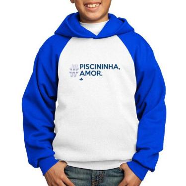 Imagem de Moletom Infantil Piscininha amor - Foca na Moda, Branco, Azul, 10