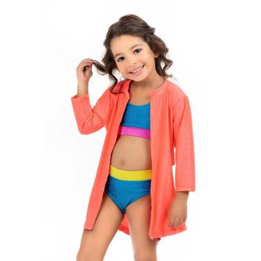 Imagem de Saída de Praia Infantil Juvenil Camisa Camisão Kimono-Feminino