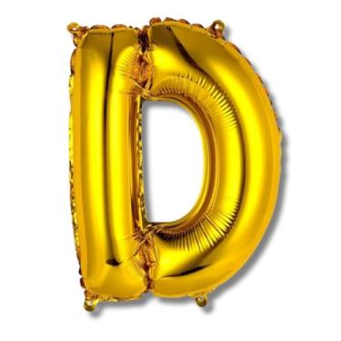 Imagem de Balão Metalizado Decorativo Letra D, 100 cm, Dourado, para Festas e Aniversários