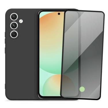 Imagem de Capa Aveludada e Película de Privacidade 3D para Samsung Galaxy S24 FE, Capinha Preta Premium e Película Anti-Espião