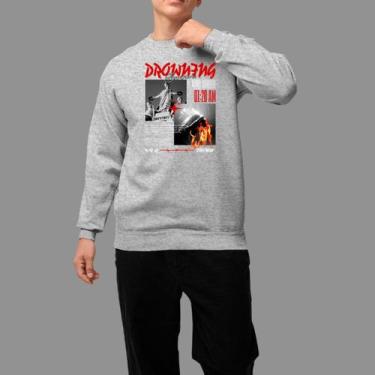 Imagem de Moletom Gola Careca Basico Masculino Moda De Rua Tecido Macio Drow - R