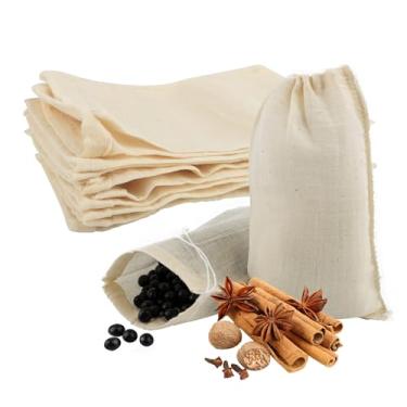 Imagem de AUEAR, Sacos de sopa de algodão reutilizáveis com cordão, café, medicina chinesa, saquinho de chá, ervas para coar, gaze, caldo de osso, molho ensopado (pacote com 12, 10 x 15 cm)