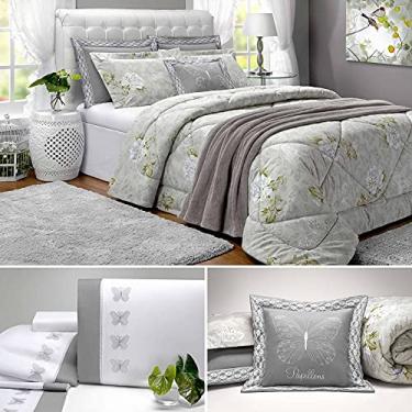 Imagem de Edredom Queen Estampado Papillons 6 Peças - Cinza