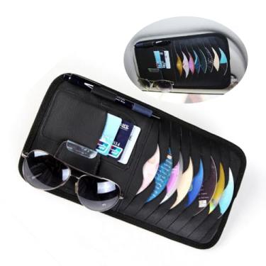 Imagem de 1 peça de suporte de CD preto para viseira de sol de carro, capa de viseira de veículo de DVD para carro, serve para a maioria dos carros
