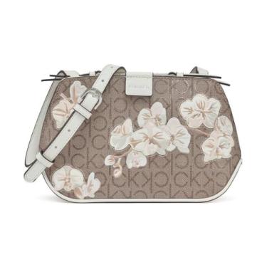Imagem de Calvin Klein Bolsa transversal Audrey com compartimento triplo, Estampa floral de amêndoa, One Size