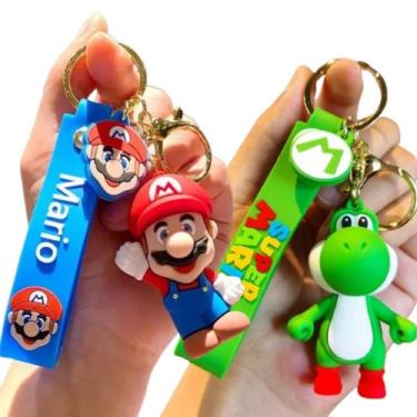 Imagem de Chaveiro Kit Mario & Yoshi Personagem Chave Carro Bolsa Presente - Pea