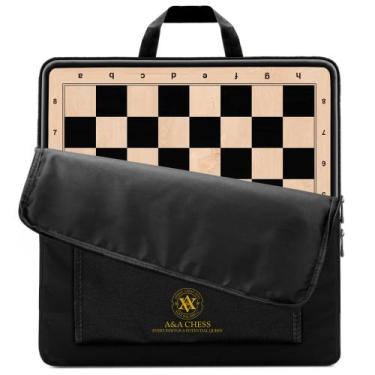 Imagem de Tabuleiro de xadrez A&A Professional de madeira de 54 cm com saco de a