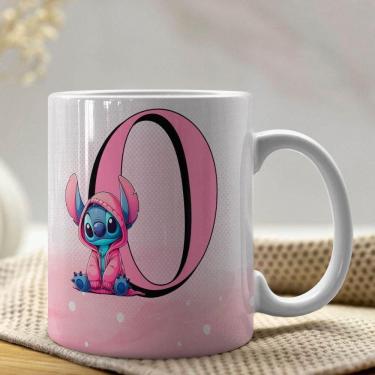 Imagem de Caneca De Porcelana Stitch Letras A-z 325ml Rosa O
