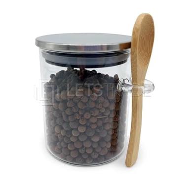 Imagem de Pote de Vidro Borossilicato com Colher de Bambu, 500ml, Tampa de Inox e Vedação de Silicone (01)