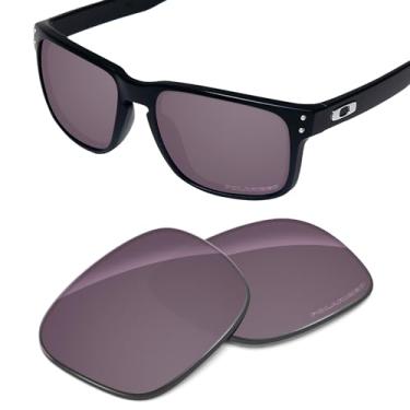 Imagem de Tintart Lentes de substituição de desempenho compatíveis com Oakley Holbrook Metal OO4123 55 mm polarizado gravado-cinza esportivo preto