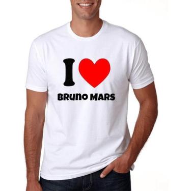 Imagem de Camiseta Masculina I Love Bruno Mars Cantor - SEMPRENALUTA, Branco, M