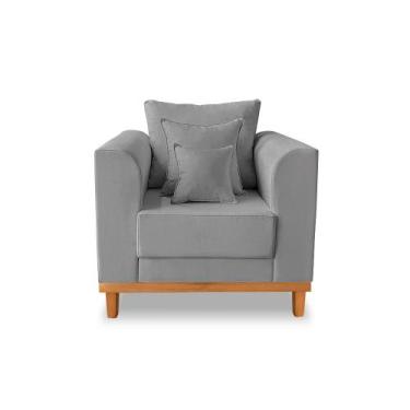 Imagem de Poltrona Viena Beny Linho Cinza - Madeira Prima Deccor