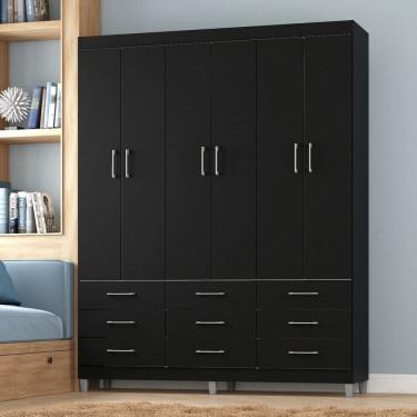 Imagem de Guarda-Roupa Paraty 6 Portas 9 Gavetas Preto