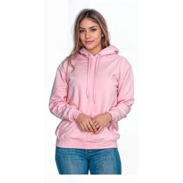 Imagem de Moletom Liso Flanelado Feminino Blusa De Frio Canguru Sem Estampa com 