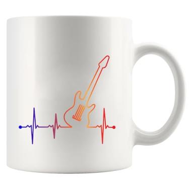 Imagem de Guitar Heartbeat Guitarrista Presentes Guitarrista Namorado Marido Pai Irmão Amante Guitarra Presentes Músicos Novidade Drinkware Caneca Cerâmica 325 ml Branco