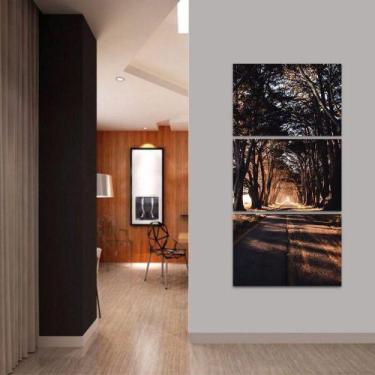 Imagem de Quadro decorativo Vertical Corredor de Árvores Estrada - Loja Wall Fra