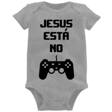 Imagem de Body Bebê Jesus está no controle - Foca na Moda, Cinza, M