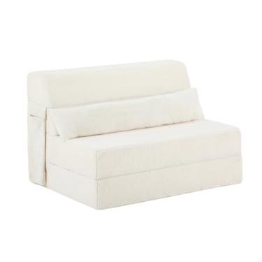 Imagem de Tiita Sofá-cama dobrável com travesseiro, colchão de solteiro e tecido de pelúcia com bolsa de armazenamento portátil, espreguiçadeira, cama para sala de estar, quarto de hóspedes, dormitório,