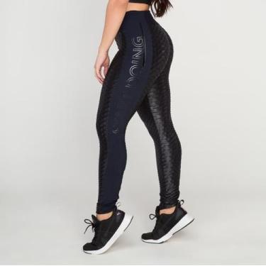 Imagem de Calça Legging Fitness Dily Alto Relevo com Poliamida e Silk Sem Transp