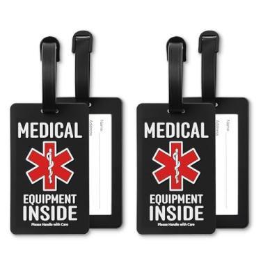 Imagem de 2 etiquetas de bagagem de equipamento médico PCK para CPAP/BIPAP Multifuncional Dispositivo Médico Bagagem Etiqueta de Alerta de Identificação Médica para Bolsa de Transporte e Suprimentos de Viagem