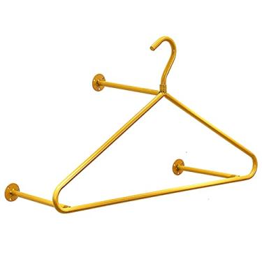 Imagem de Rack de roupas montado na parede Rack de exibição de roupas comerciais destacável pendurado rack de secagem de tubos industriais rack de armário (cor: dourado)
